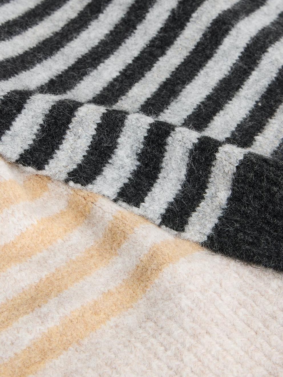 Stripe Knitted Scarf in NAT MLT - FLAT DETAIL