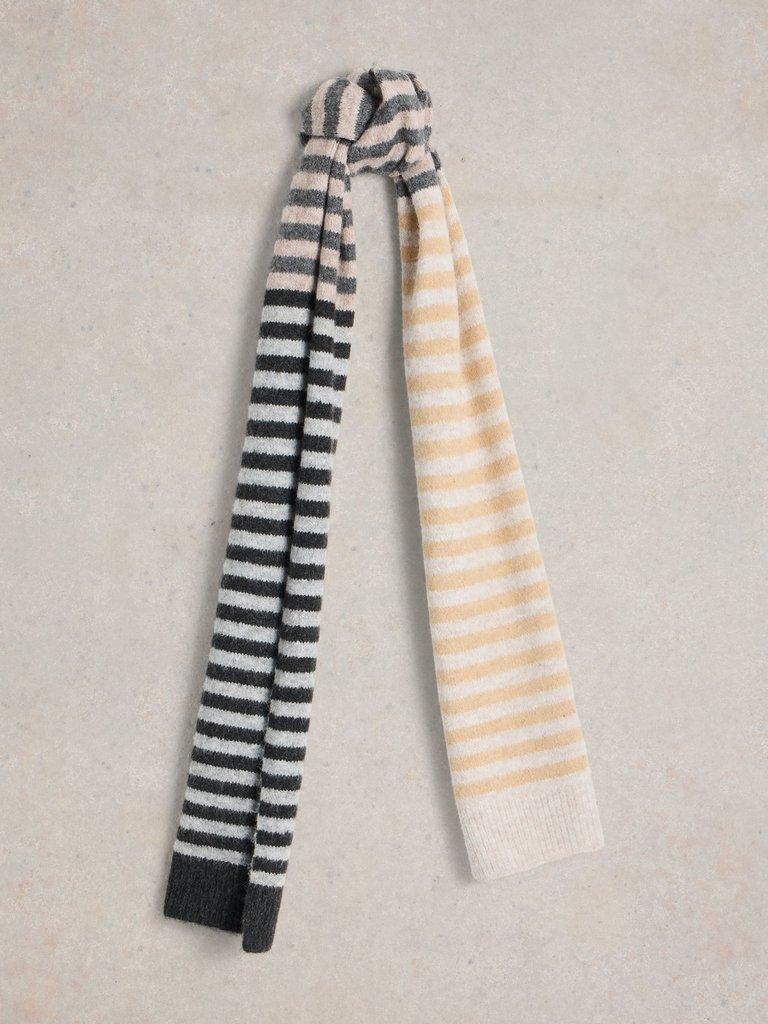 Stripe Knitted Scarf in NAT MLT - FLAT FRONT