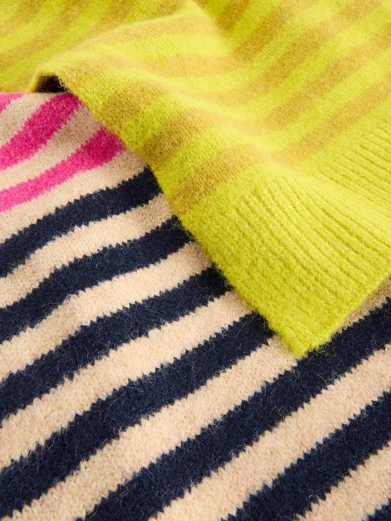 Stripe Knitted Scarf in YELLOW MLT - FLAT DETAIL