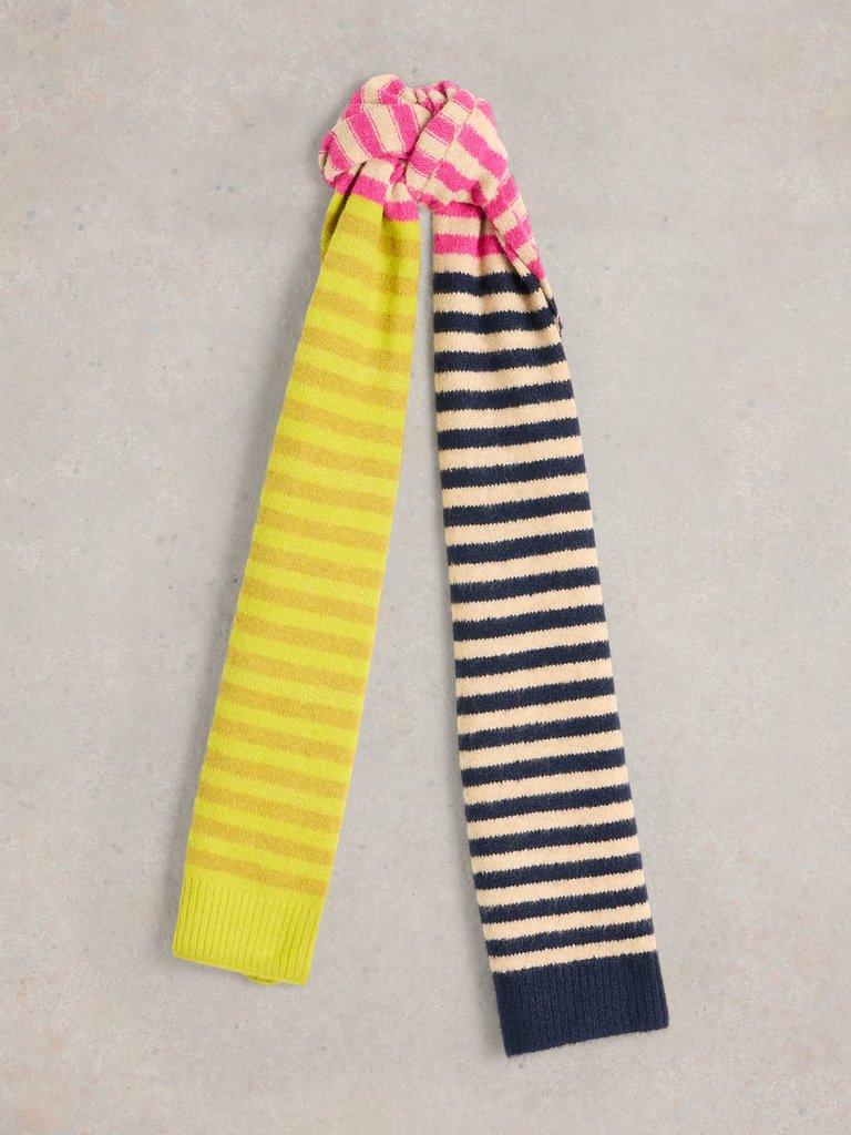 Stripe Knitted Scarf in YELLOW MLT - FLAT FRONT