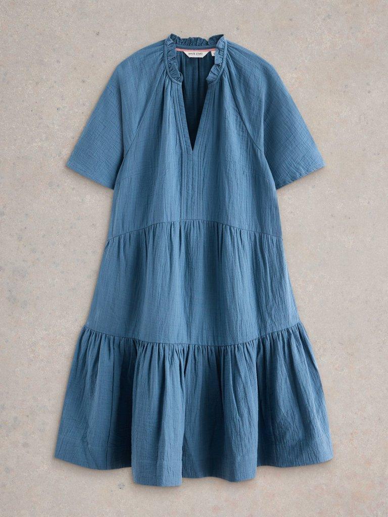 Sophia Double Cloth Dress in DUS BLUE - FLAT FRONT