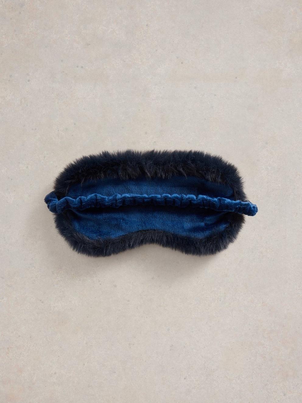 Faux Fur Velvet Eye Mask in DARK NAVY - FLAT DETAIL