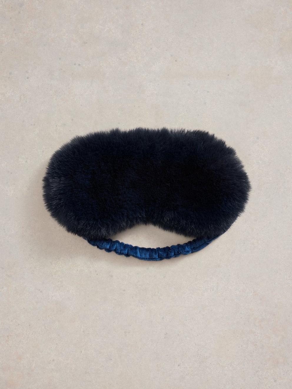 Faux Fur Velvet Eye Mask in DARK NAVY - FLAT FRONT