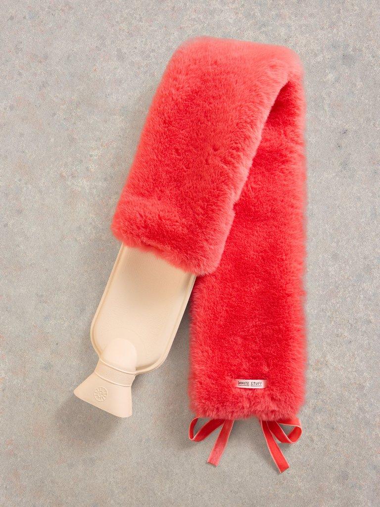 Faux Fur Long Hot Water Bottle in BRT PINK - FLAT DETAIL