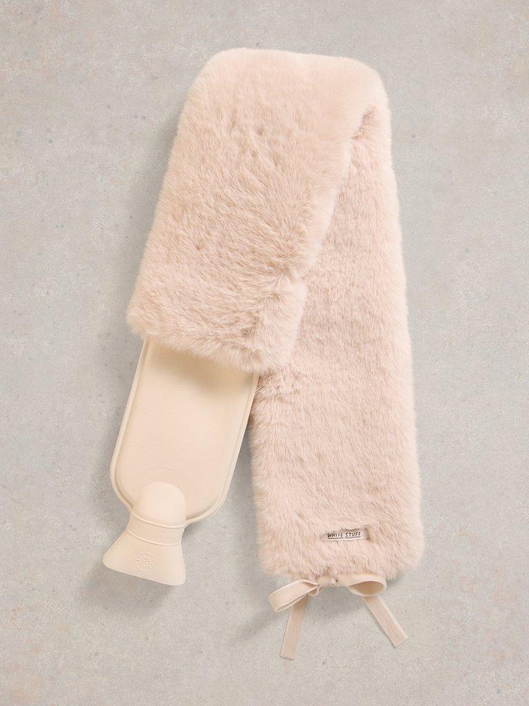 Faux Fur Long Hot Water Bottle in LGT NAT - FLAT DETAIL