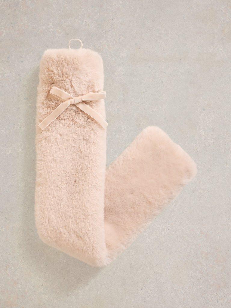 Faux Fur Long Hot Water Bottle in LGT NAT - FLAT FRONT