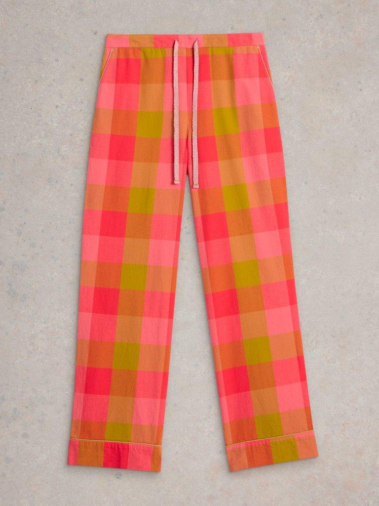 Nina Organic Check PJ Bottom in PINK MLT - FLAT FRONT