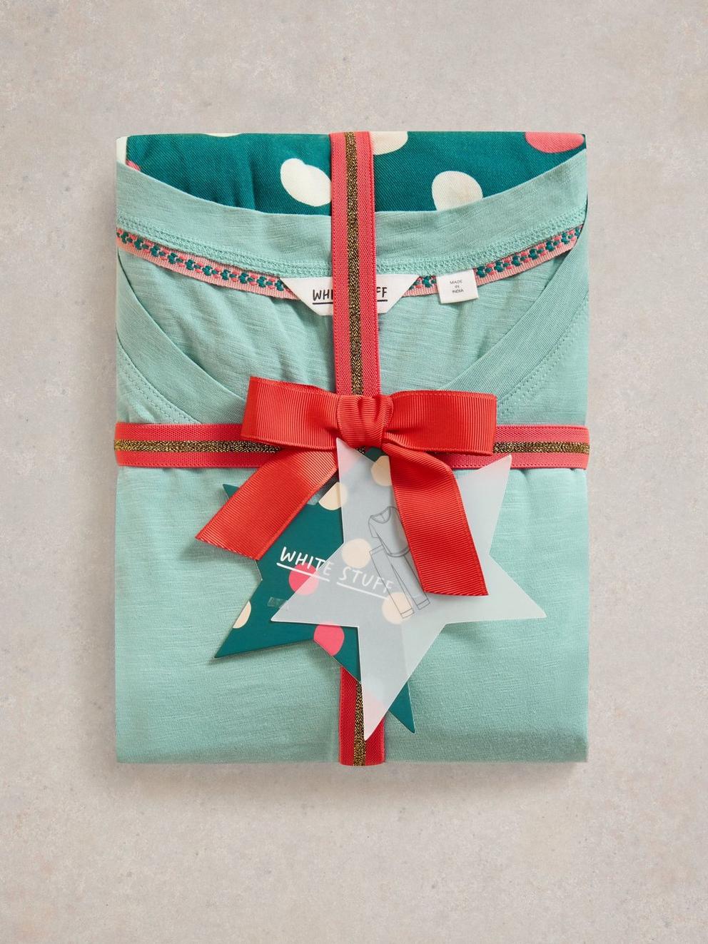 Tessa PJ Set in TEAL MLT - FLAT FRONT