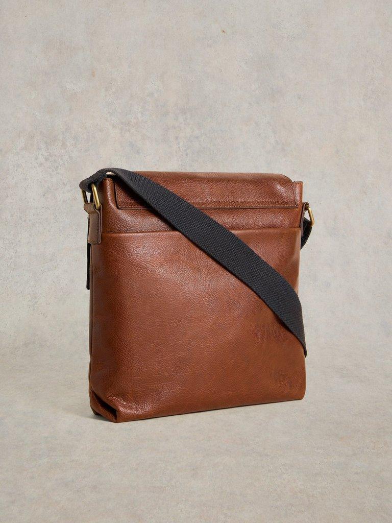 Frankie Leather Crossbody Bag in MID TAN - FLAT BACK