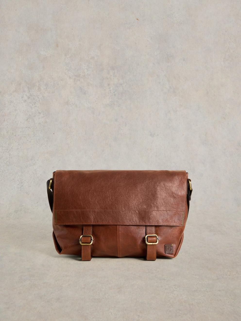 Teddy Leather Messenger Bag in MID TAN - LIFESTYLE