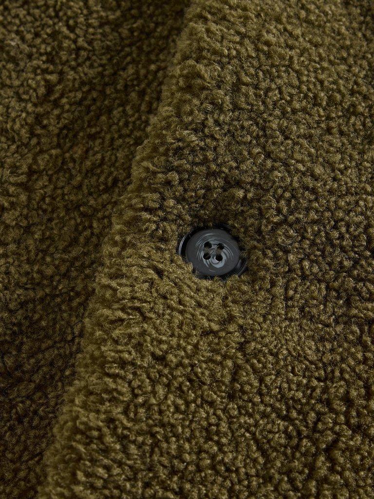 Borg Gilet in KHAKI GRN - FLAT DETAIL