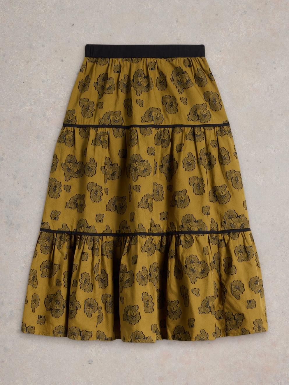 Fawn Jacquard Skirt in GREEN MLT - FLAT FRONT