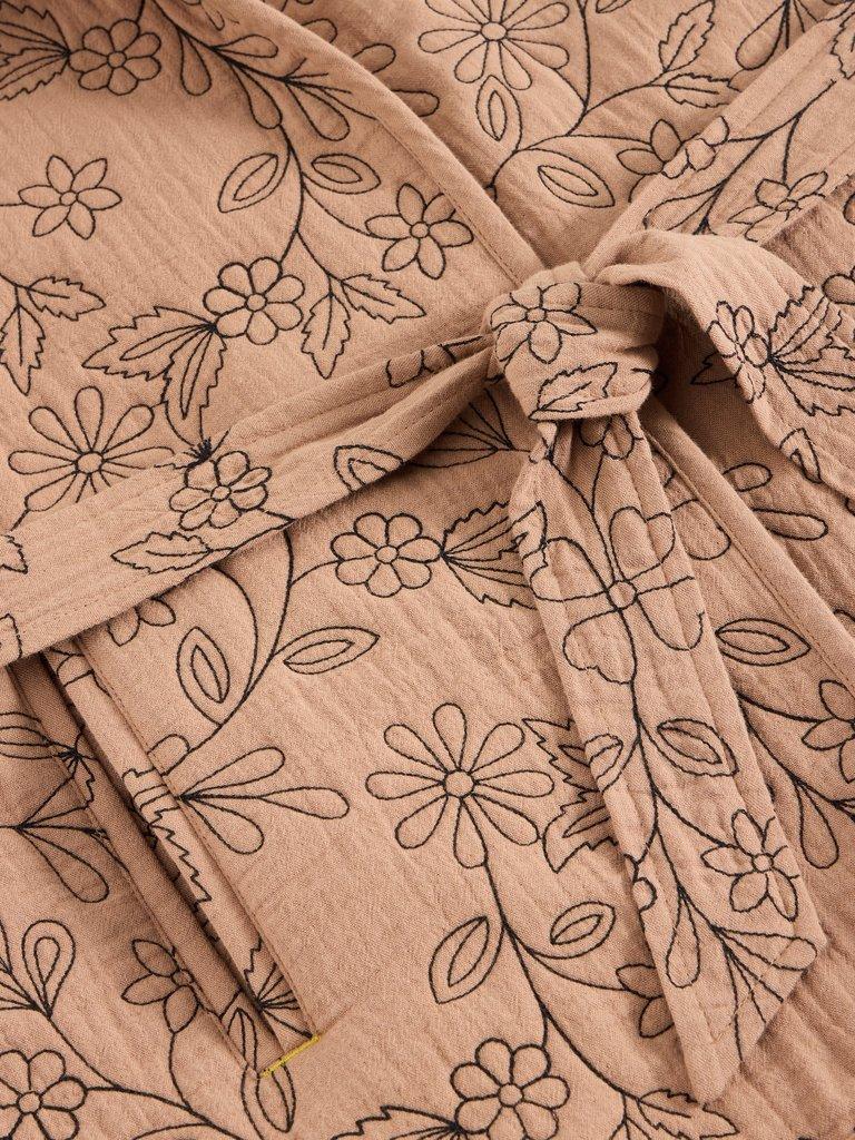Florence Embroidered Gilet in NAT MLT - FLAT DETAIL