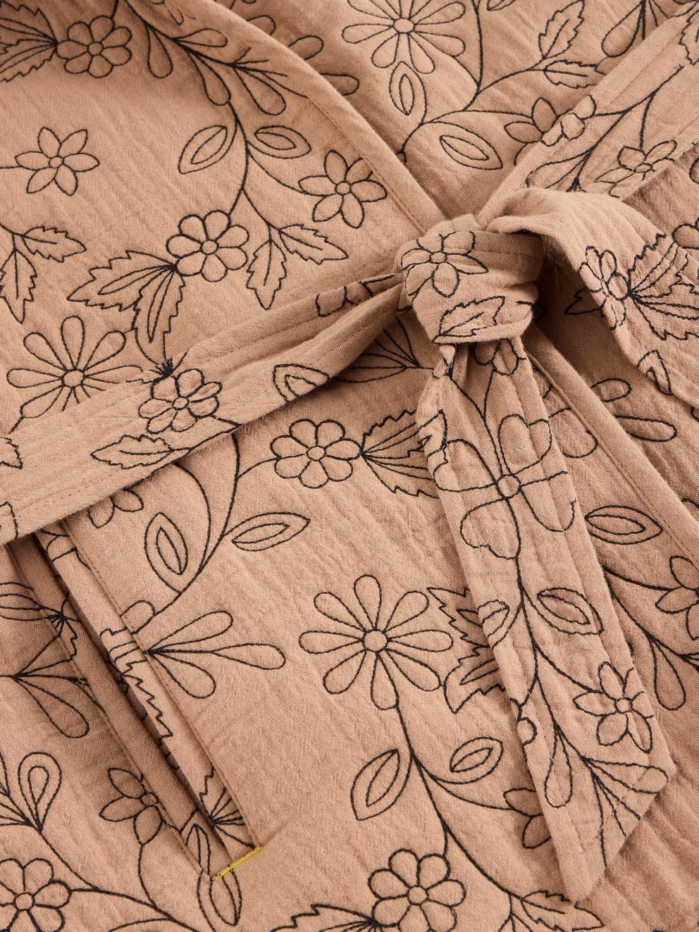 Florence Embroidered Gilet in NAT MLT - FLAT DETAIL