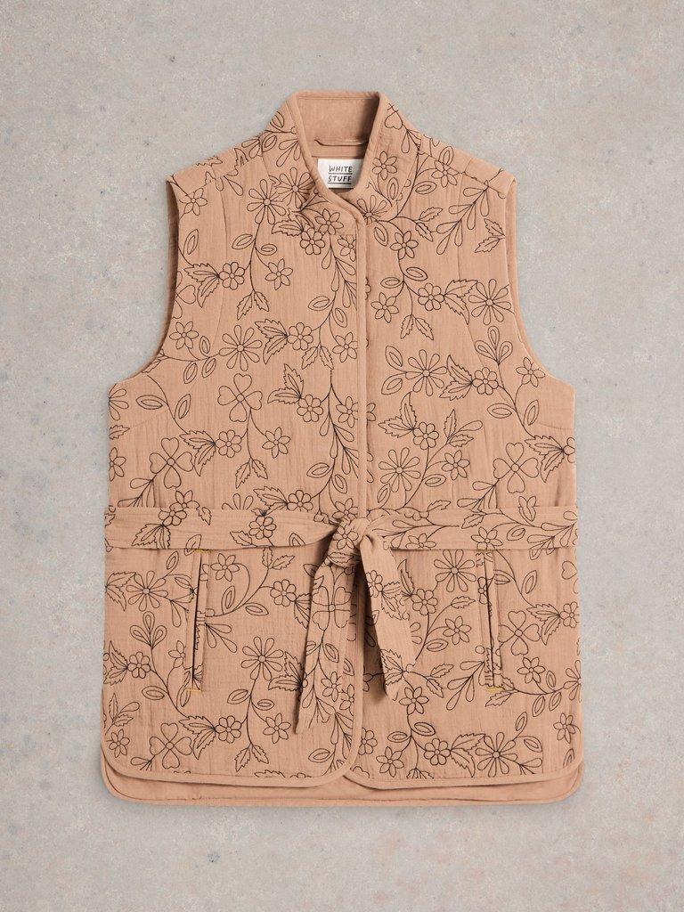 Florence Embroidered Gilet in NAT MLT - FLAT FRONT