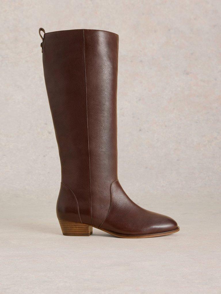 Willow Leather Knee High Boot in DARK BROWN White Stuff