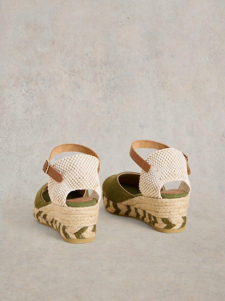 Suede Closed Espadrille Wedge in KHAKI GRN - FLAT BACK