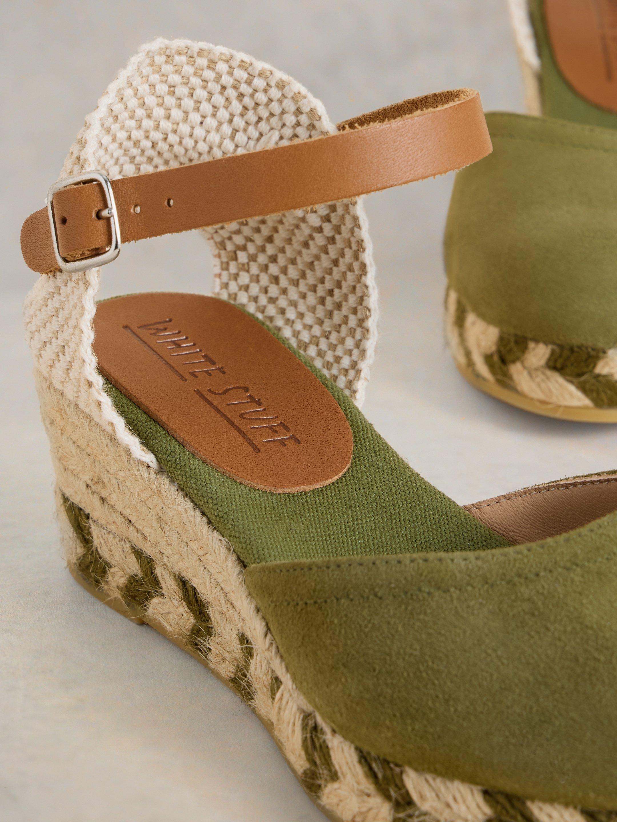 Suede Closed Espadrille Wedge in KHAKI GRN - FLAT DETAIL