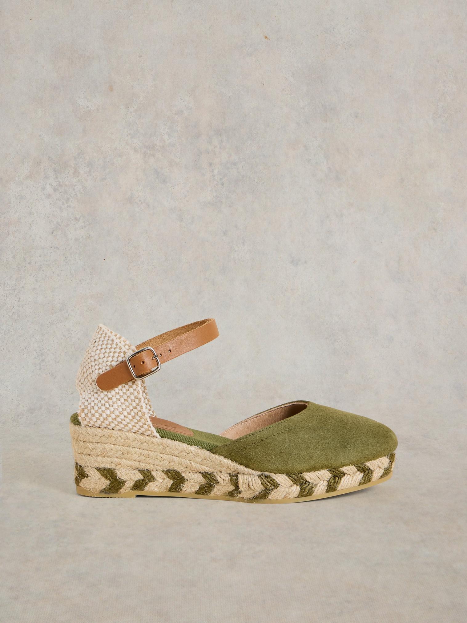 Suede Closed Espadrille Wedge in KHAKI GRN - LIFESTYLE