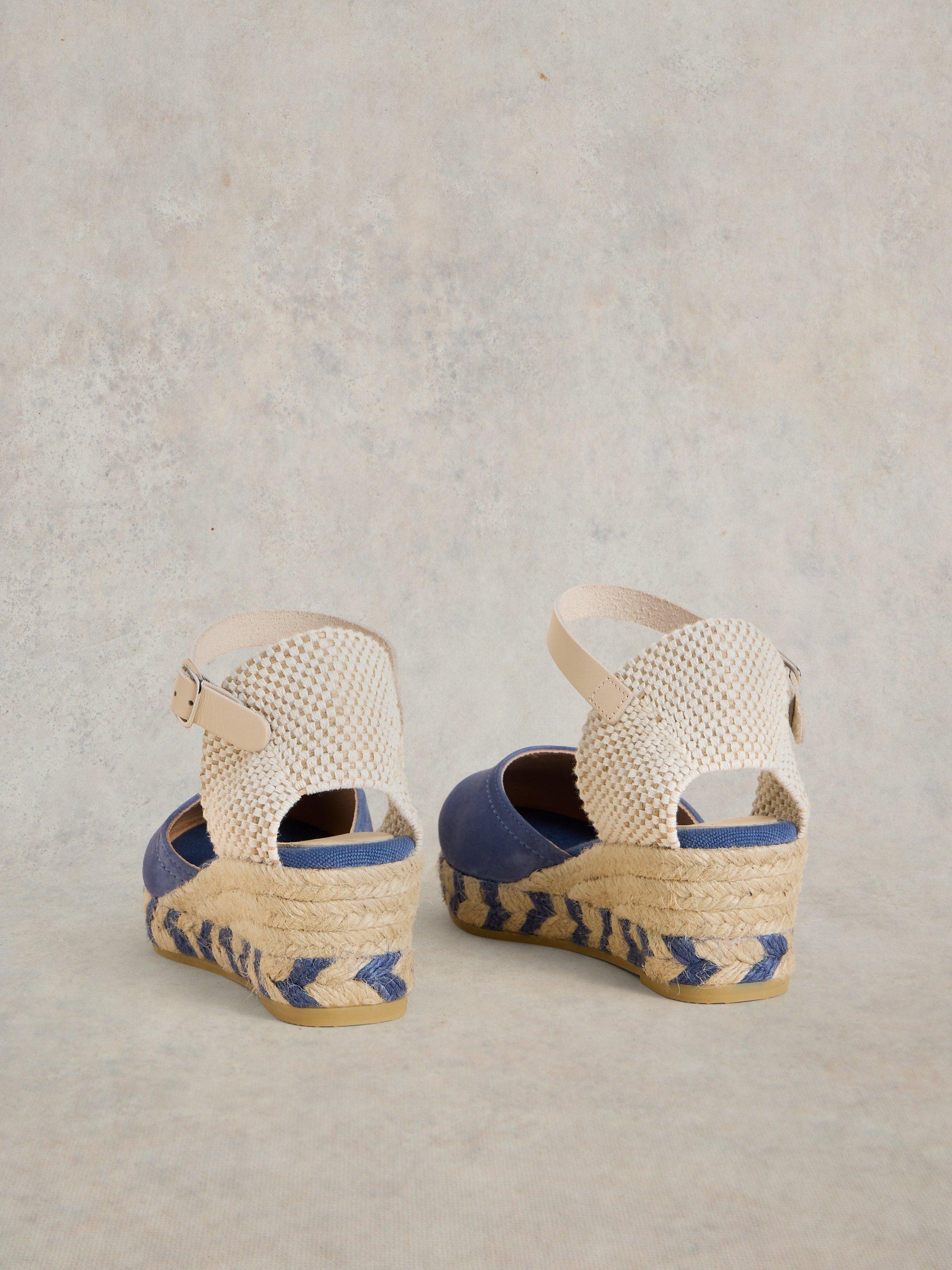Suede Closed Espadrille Wedge in MID BLUE - FLAT BACK