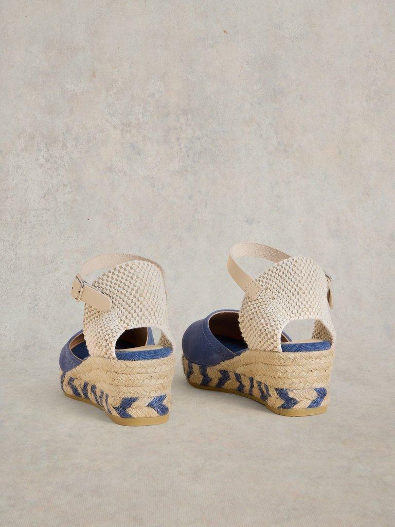 Suede Closed Espadrille Wedge in MID BLUE - FLAT BACK