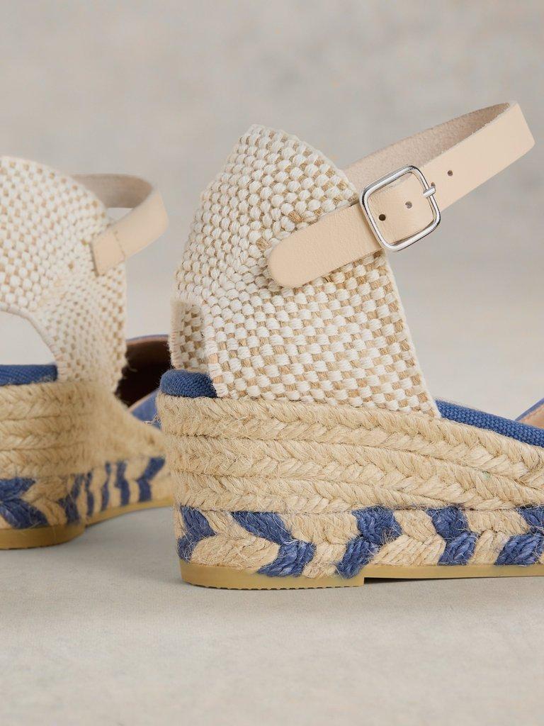 Suede Closed Espadrille Wedge in MID BLUE - FLAT DETAIL