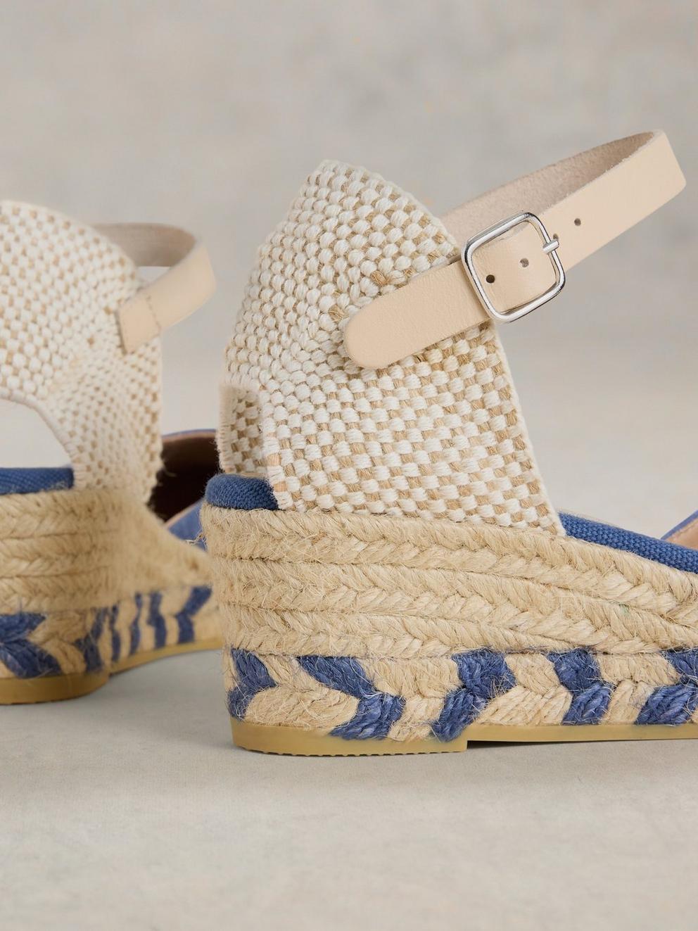 Suede Closed Espadrille Wedge in MID BLUE - FLAT DETAIL