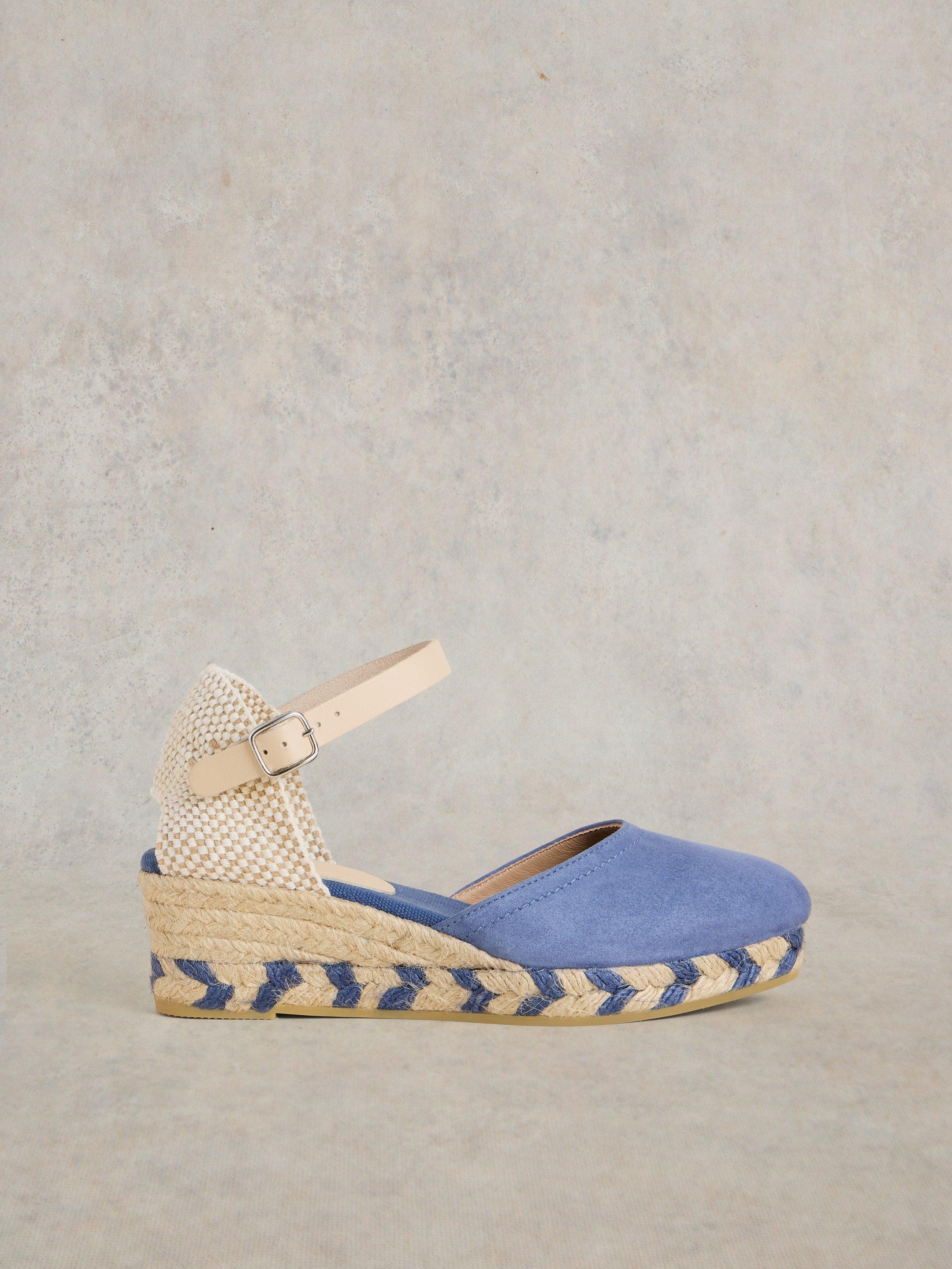 Suede Closed Espadrille Wedge in MID BLUE - LIFESTYLE