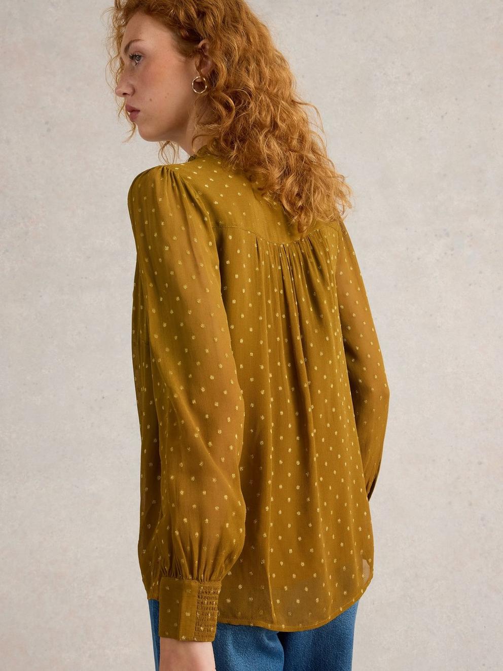 Aster Metallic Shirt in CHART MLT - MODEL BACK