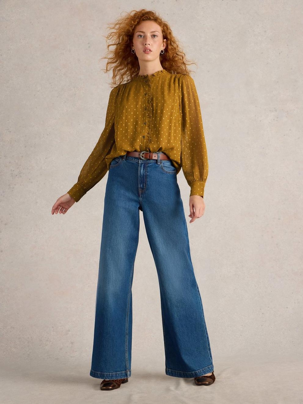 Aster Metallic Shirt in CHART MLT - MODEL FRONT