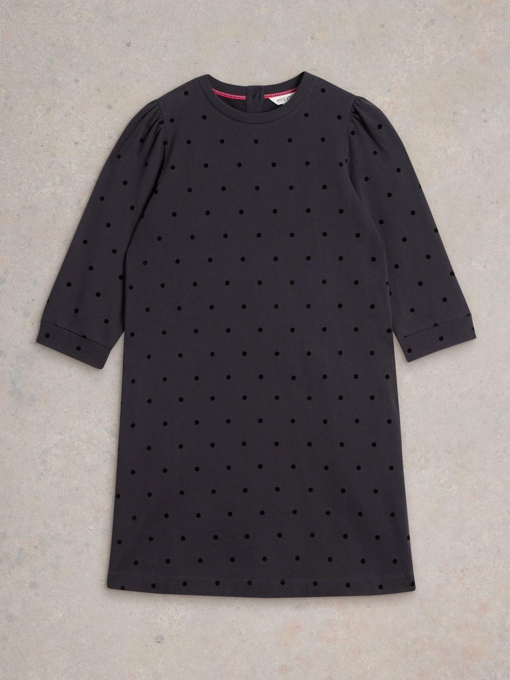 Amy Flock Jersey Dress in GREY MLT - FLAT FRONT