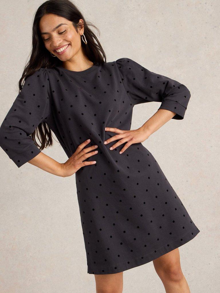 Amy Flock Jersey Dress in GREY MLT - LIFESTYLE