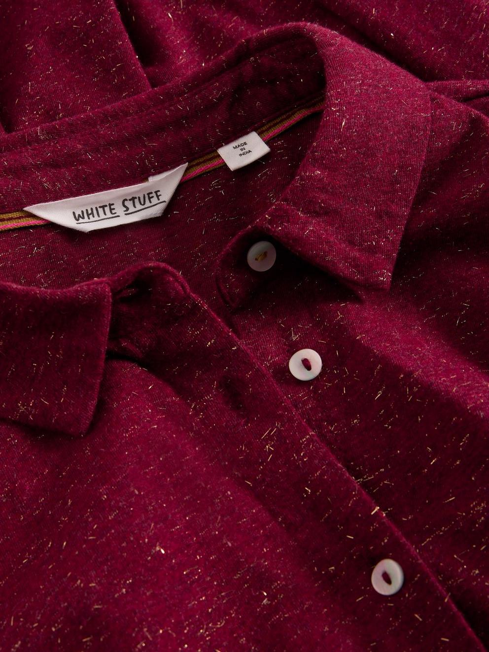 Rua Sparkle Jersey Dress in DK PLUM - FLAT DETAIL