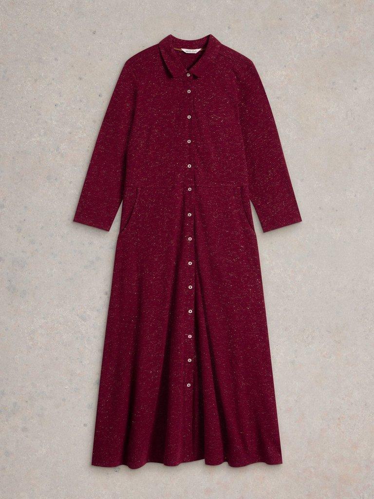 Rua Sparkle Jersey Dress in DK PLUM - FLAT FRONT