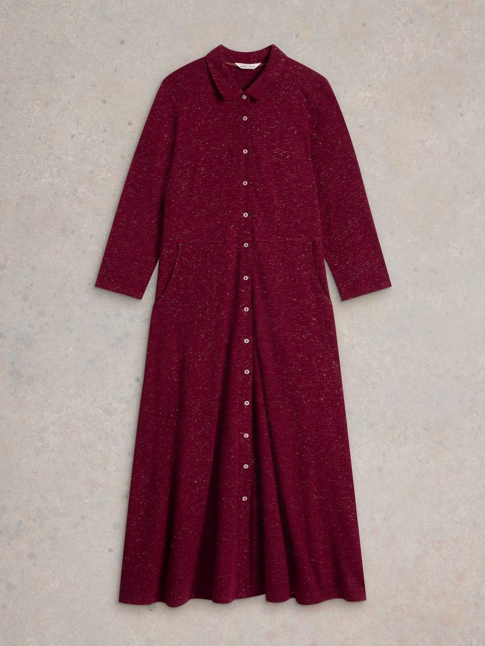 Rua Sparkle Jersey Dress in DK PLUM - FLAT FRONT