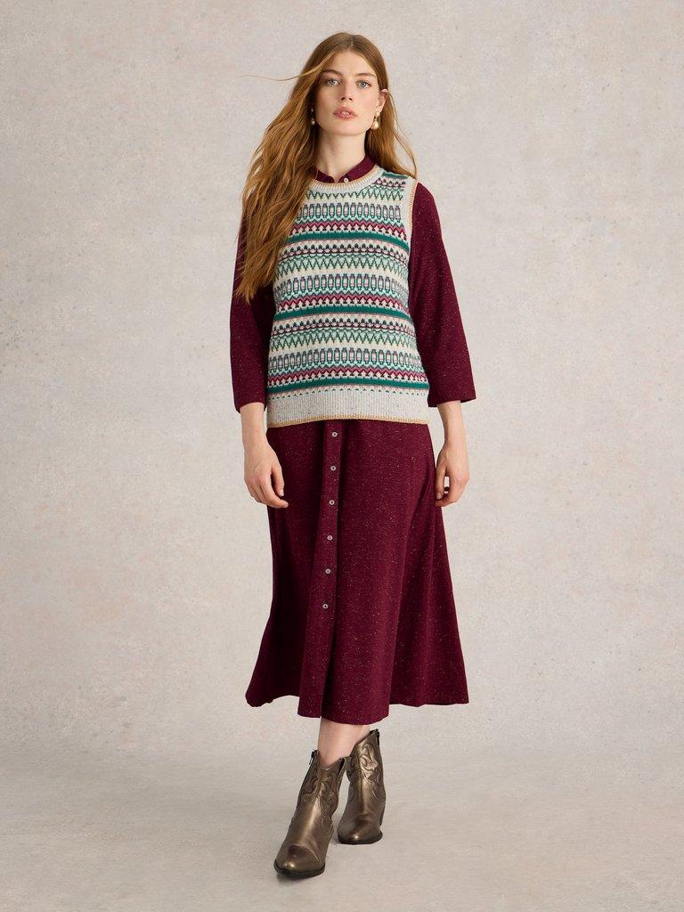 Rua Sparkle Jersey Dress in DK PLUM - MODEL FRONT