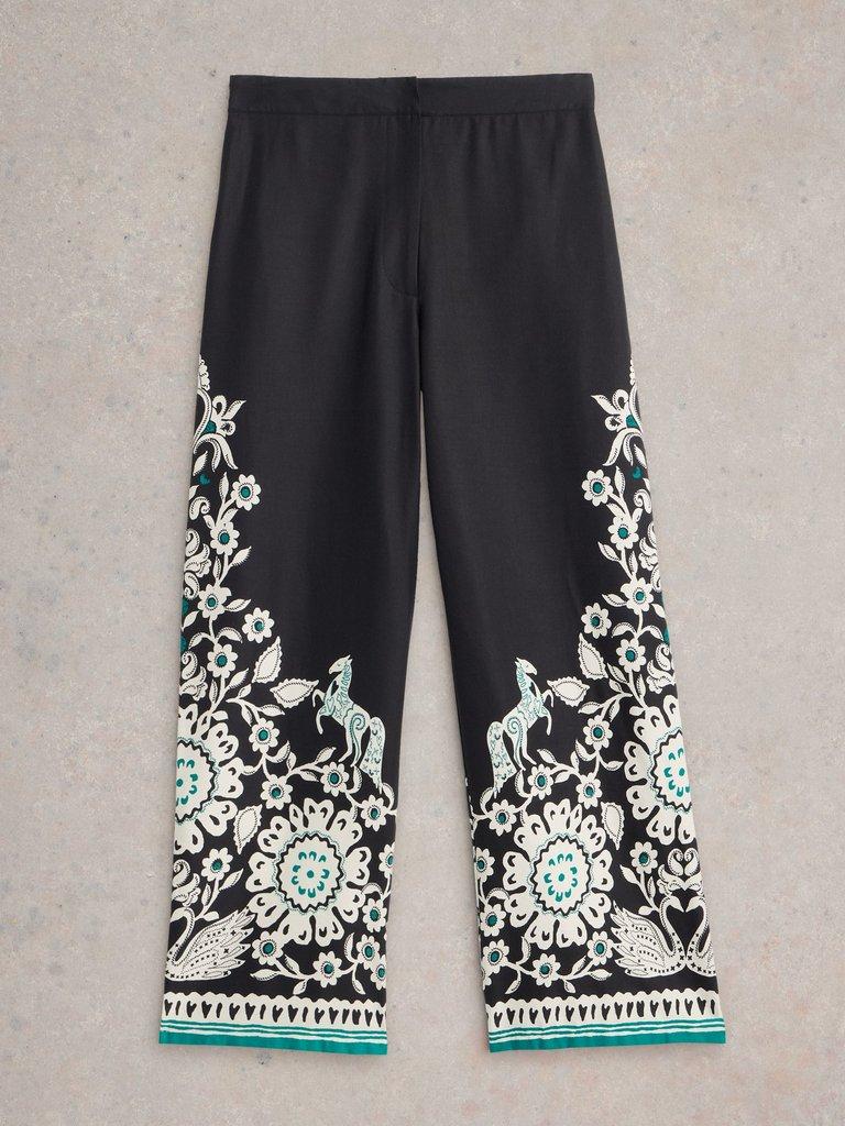 Belle Wide Leg Trousers in BLK MLT - FLAT FRONT