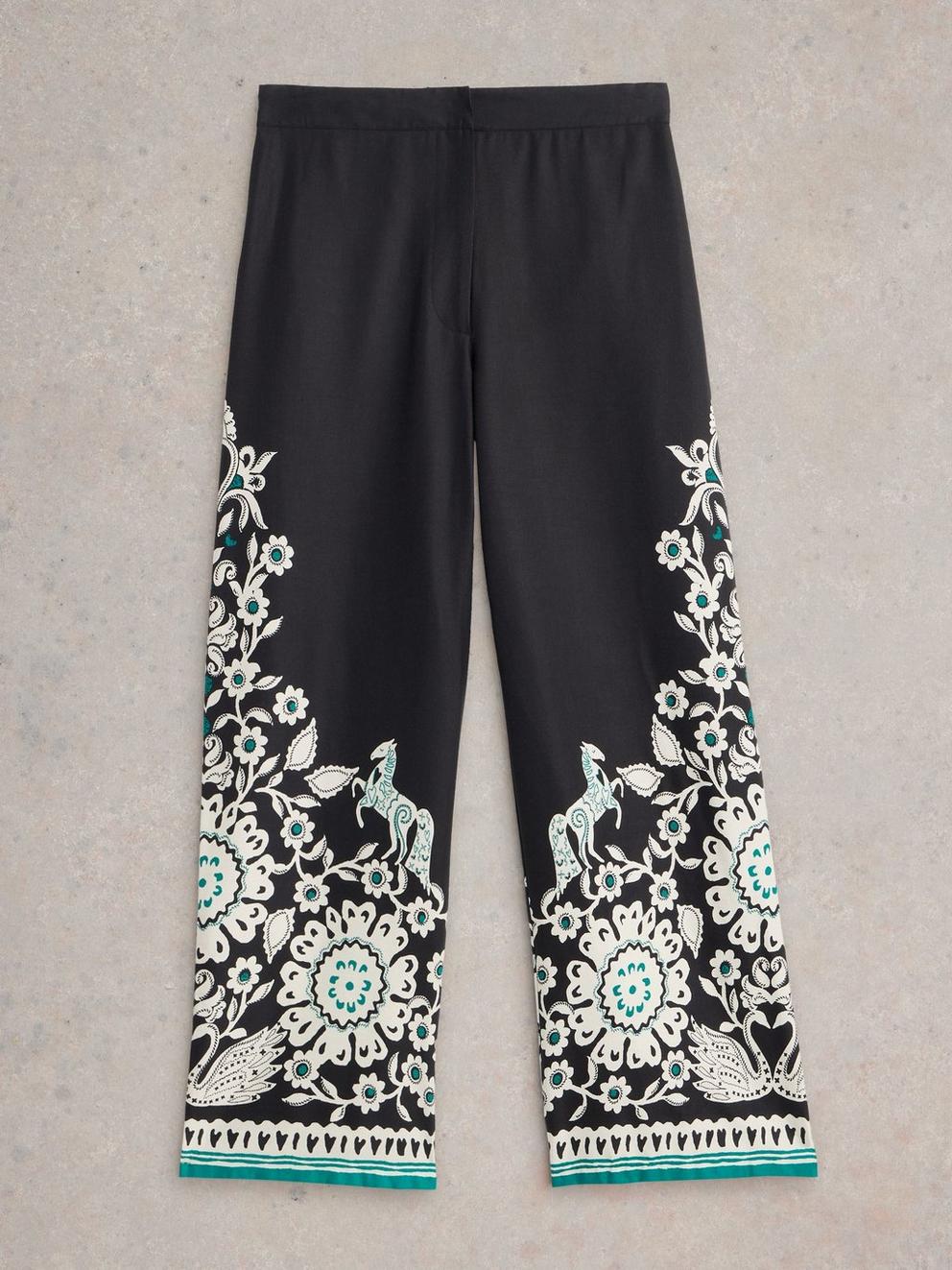 Belle Wide Leg Trousers in BLK MLT - FLAT FRONT