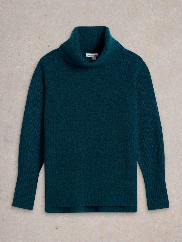 LOVELY JUMPER RIBBED in MID TEAL - FLAT FRONT