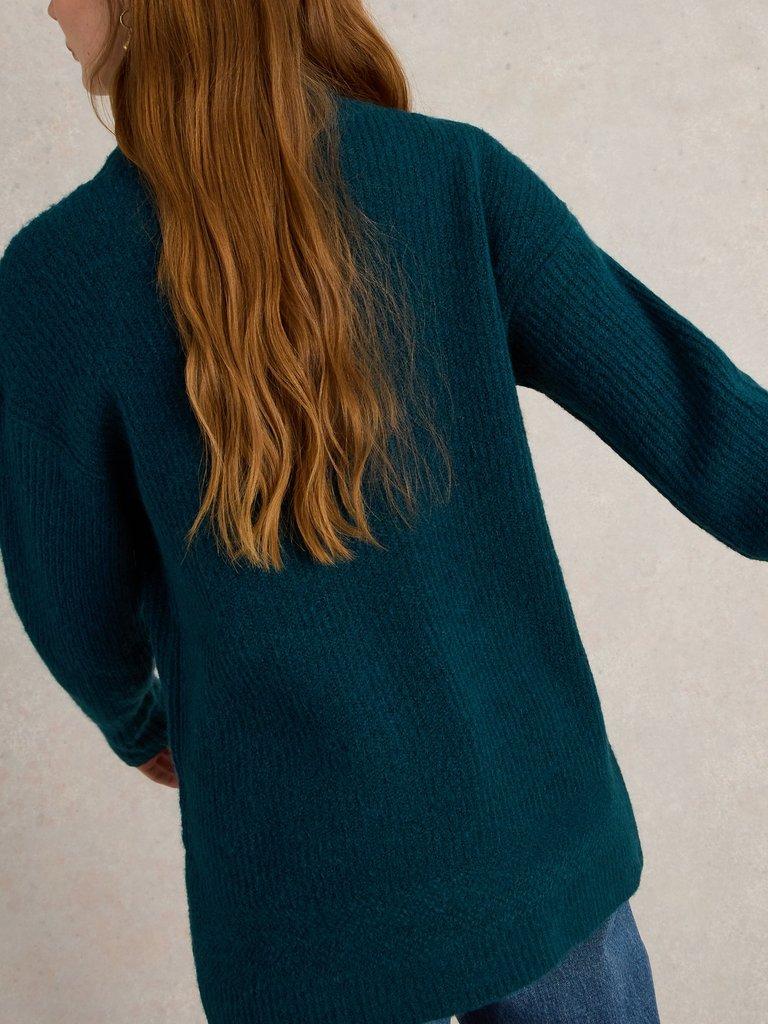 LOVELY JUMPER RIBBED in MID TEAL - MODEL BACK