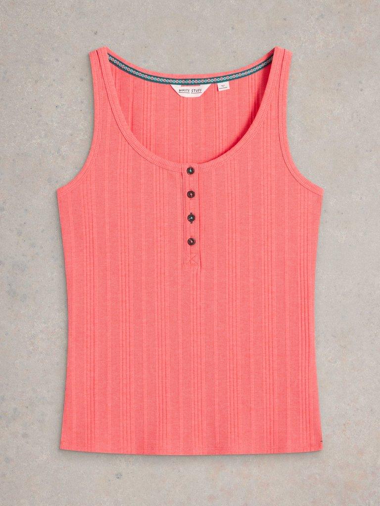 Hailey Henley Jersey Vest in BRT PINK - FLAT FRONT