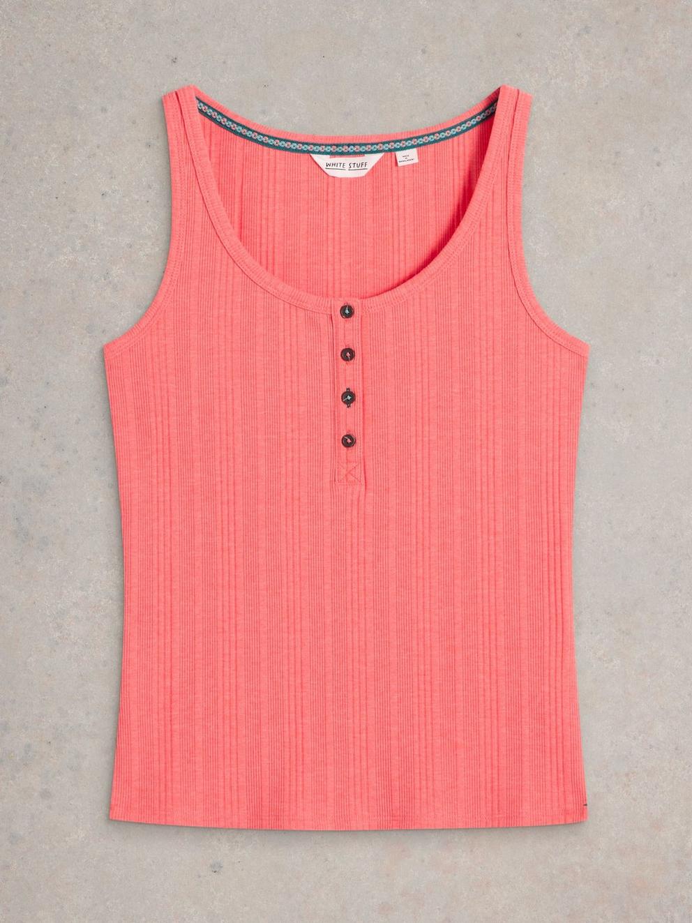 Hailey Henley Jersey Vest in BRT PINK - FLAT FRONT