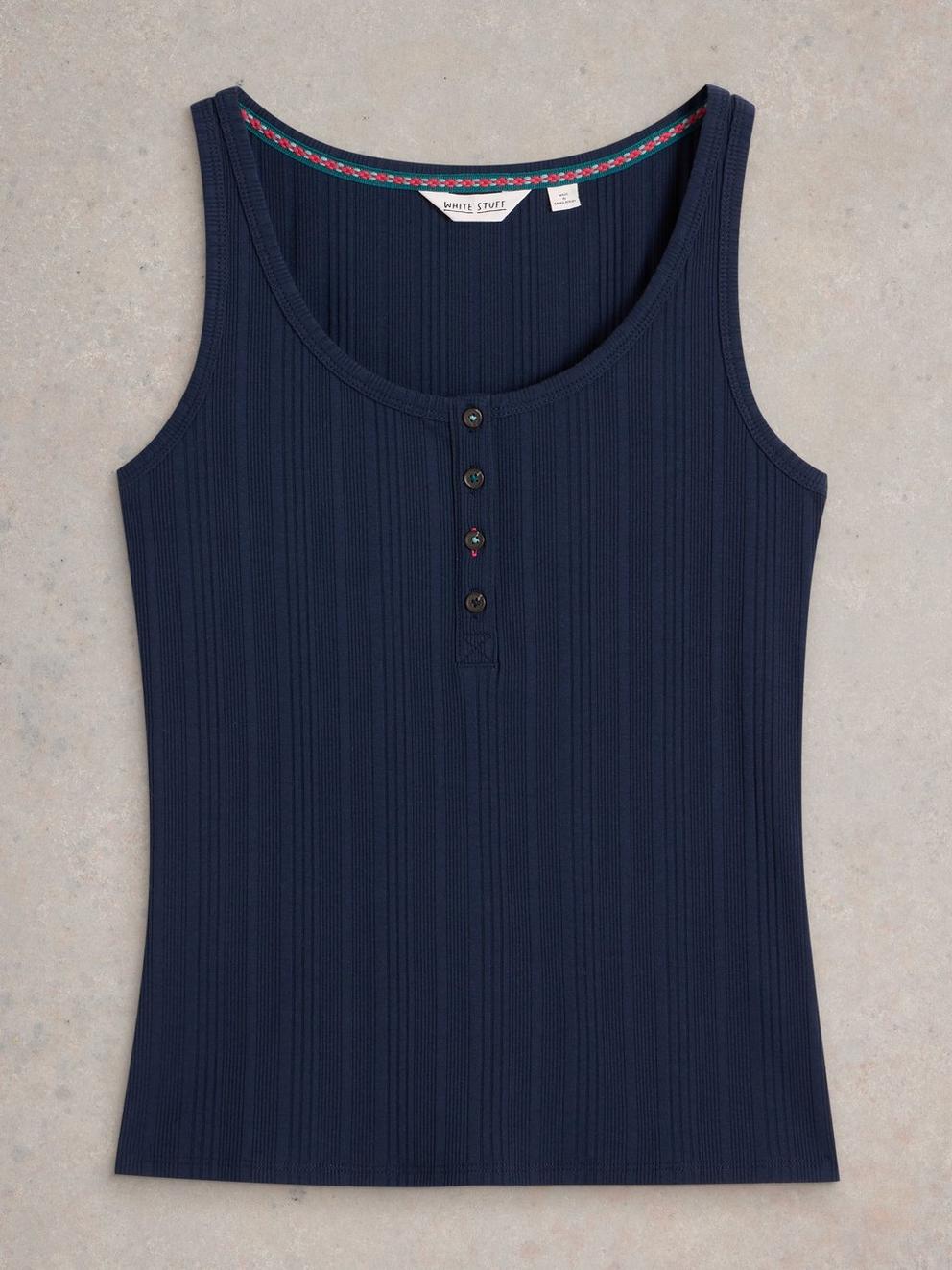 Hailey Henley Jersey Vest in DARK NAVY - FLAT FRONT