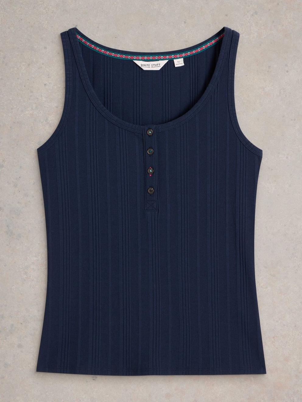 Hailey Henley Jersey Vest in DARK NAVY - FLAT FRONT