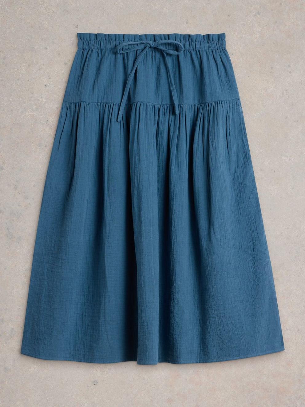Seema Double Cloth Skirt in DUS BLUE - FLAT FRONT