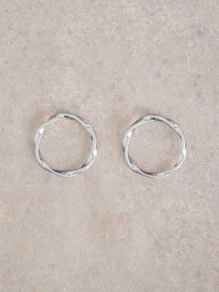 CYNTHIA ROUND EARRING in SLV TN MET - FLAT FRONT