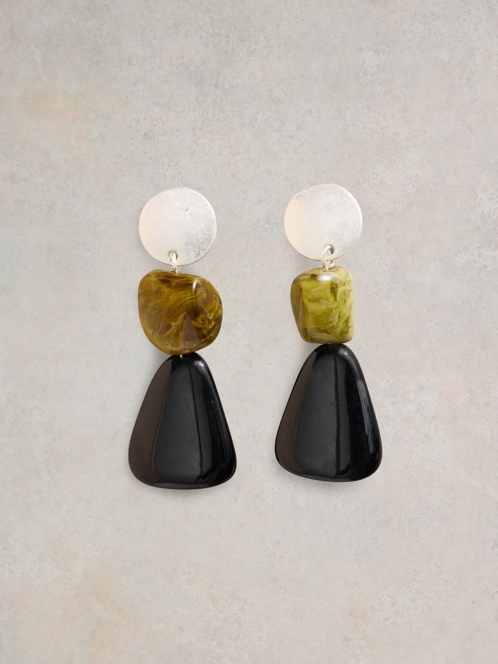 ALLIUM STONE EARRING in BLK MLT - FLAT FRONT