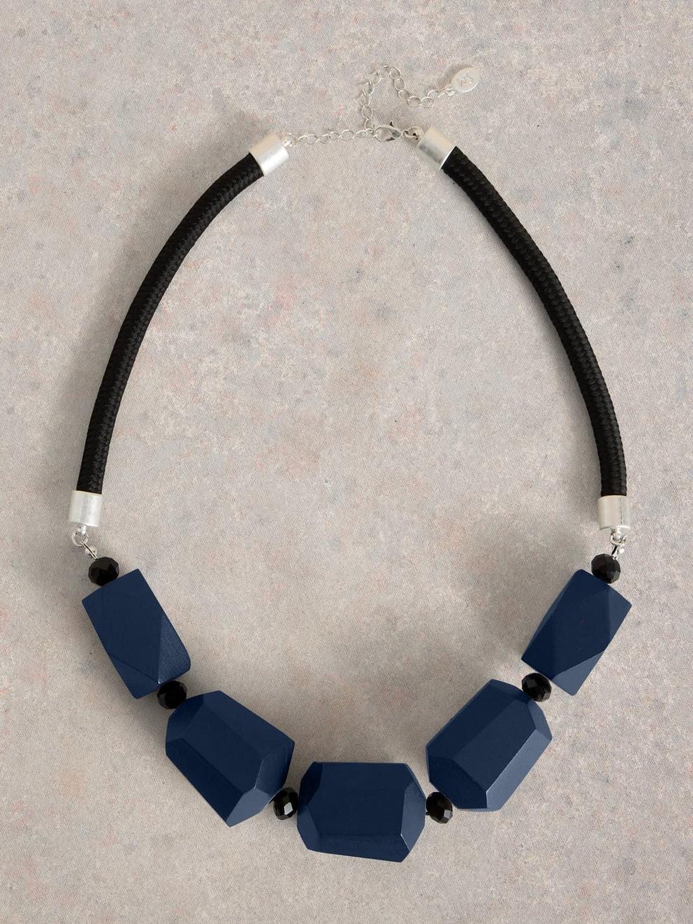 CARNATION BEADED NECKLACE in DARK NAVY - FLAT FRONT