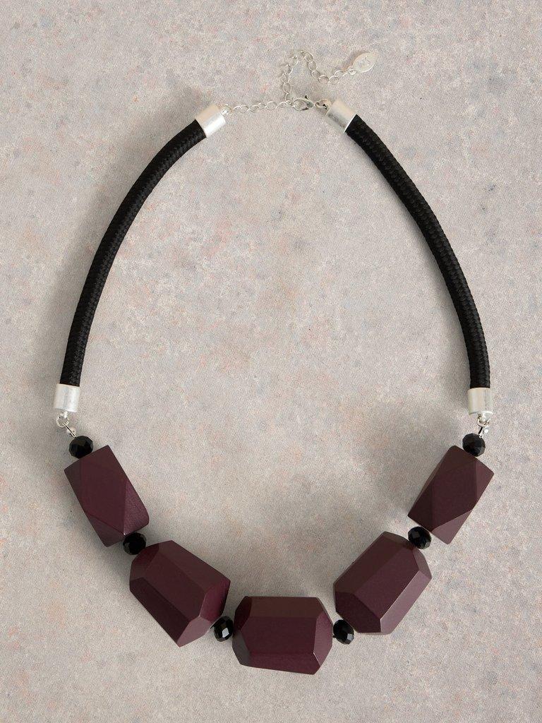 CARNATION BEADED NECKLACE in DK PLUM - FLAT FRONT