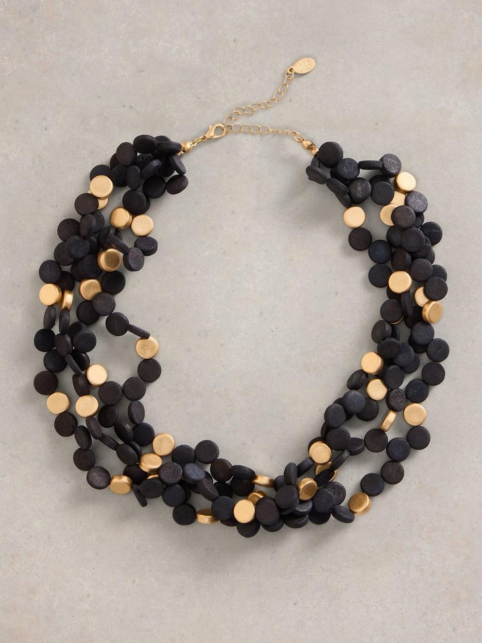VERA CLUSTER NECKLACE in BLK MLT - FLAT FRONT